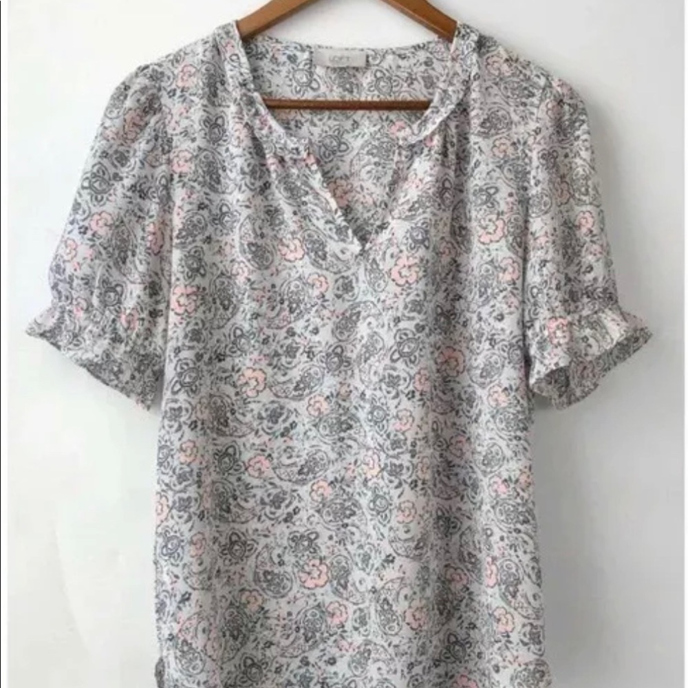 Women's Small Pink & Gray LOFT Blouse
